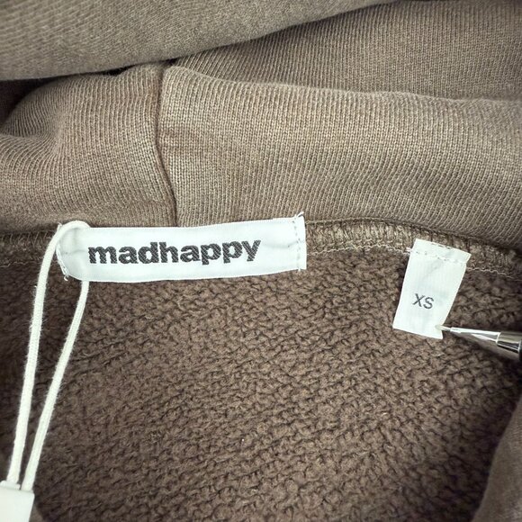 MadHappy Hoodie Mens Extra Small XS Brown Pixel Point Spring Graphics Fleece - Picture 5 of 12